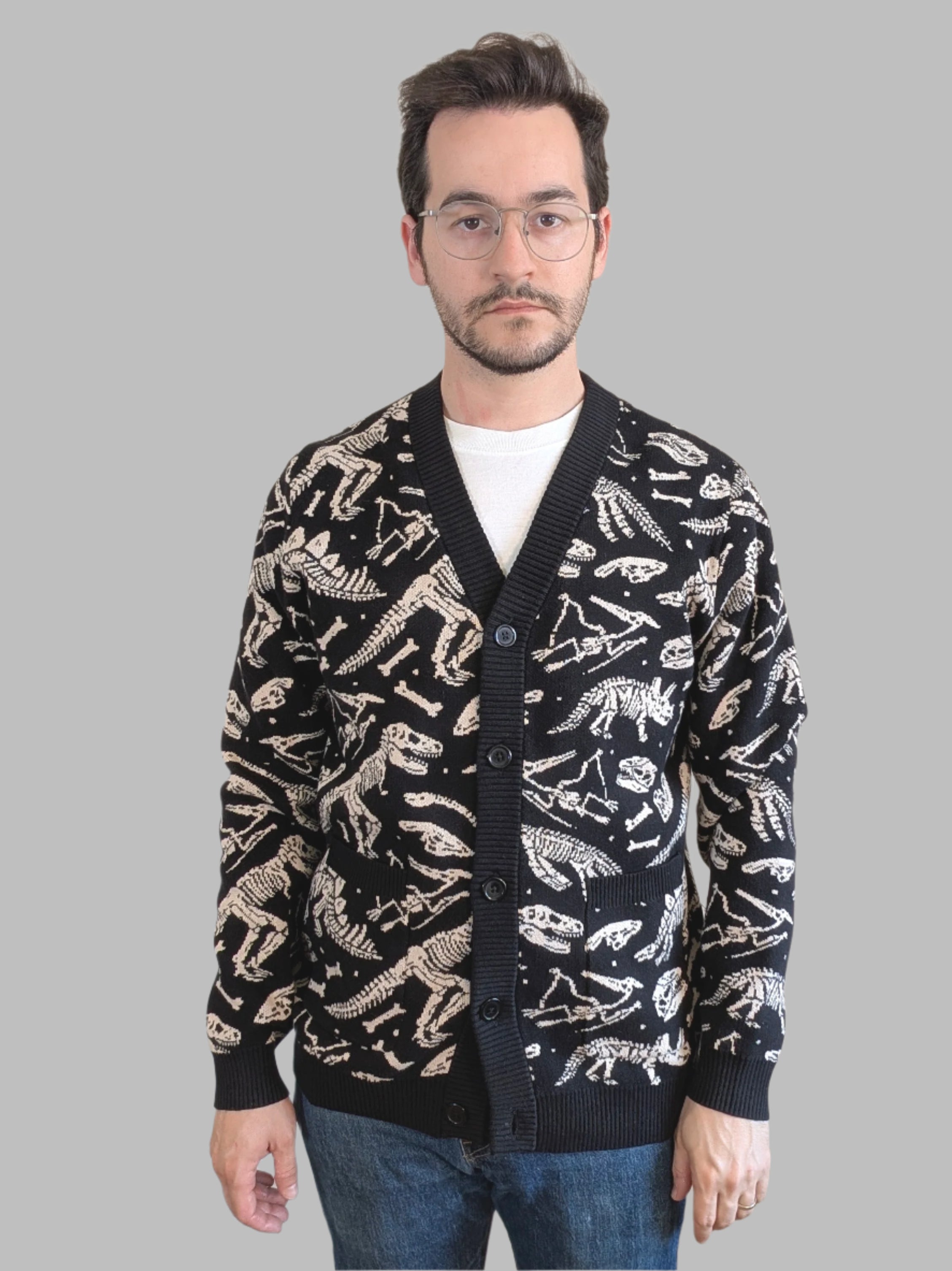 Dinosaur Fossil Cardigan - Sleepy Peach