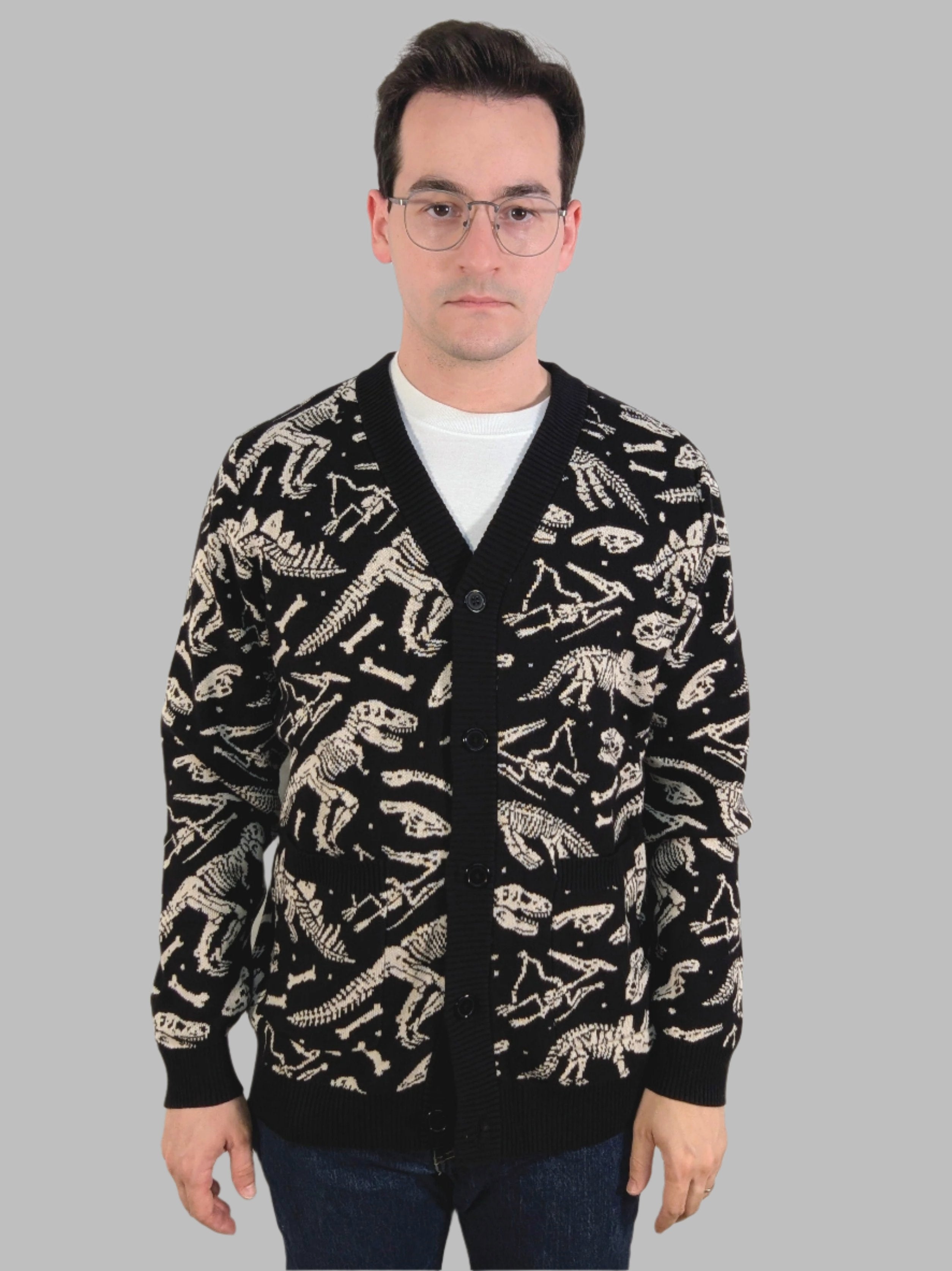 Dinosaur Fossil Cardigan - Sleepy Peach