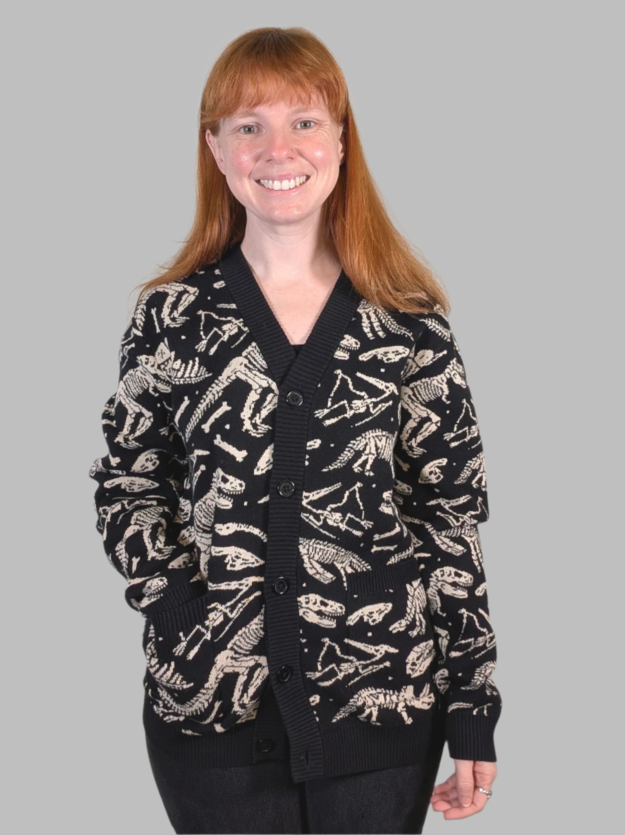 Dinosaur Fossil Cardigan - Sleepy Peach