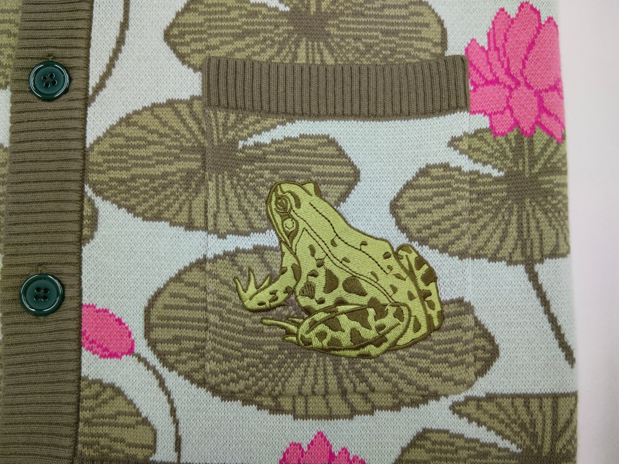 Lily Pad with Frog Cardigan - Sleepy Peach