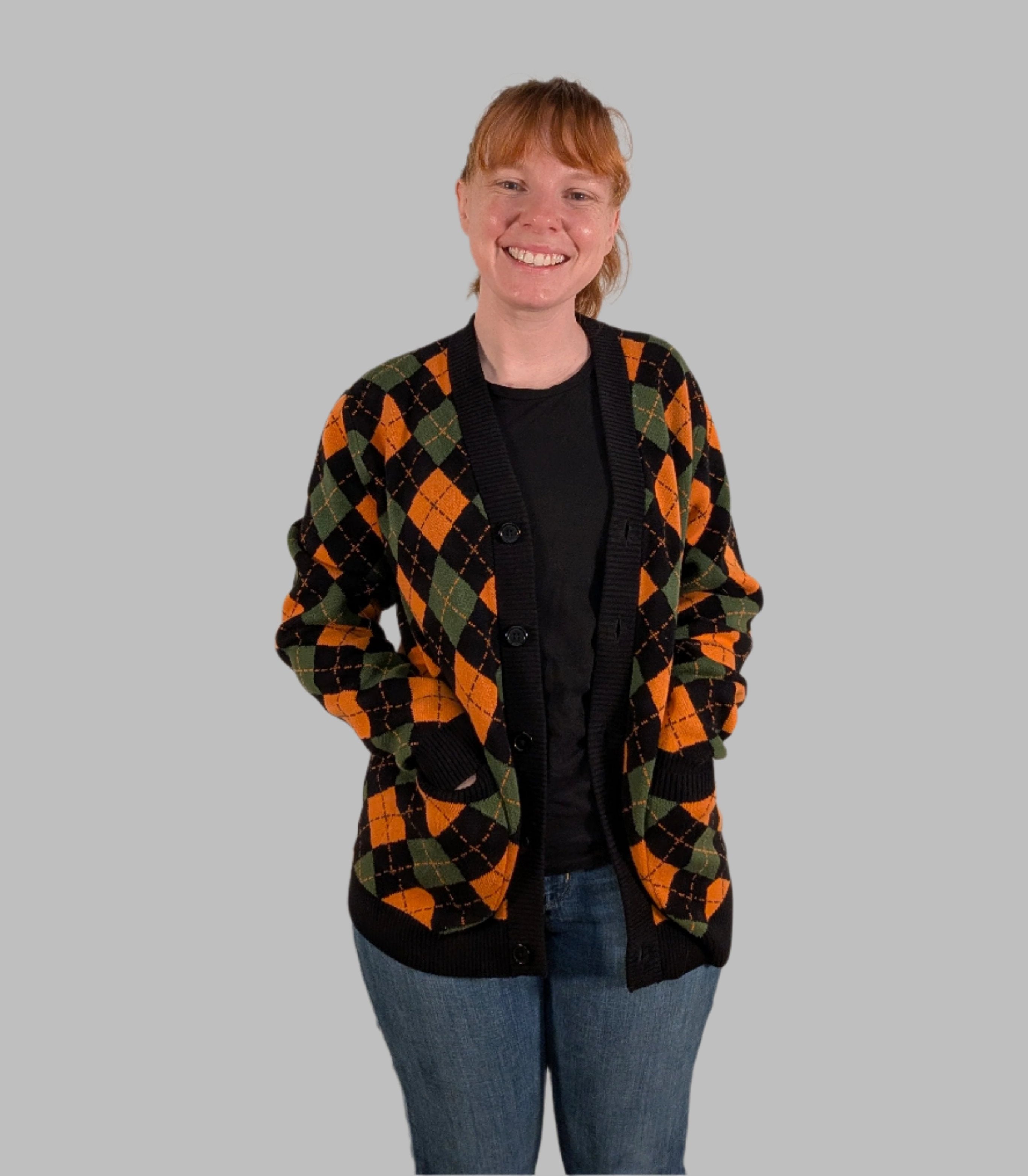 Pocket Ghost Halloween Cardigan - Sleepy Peach
