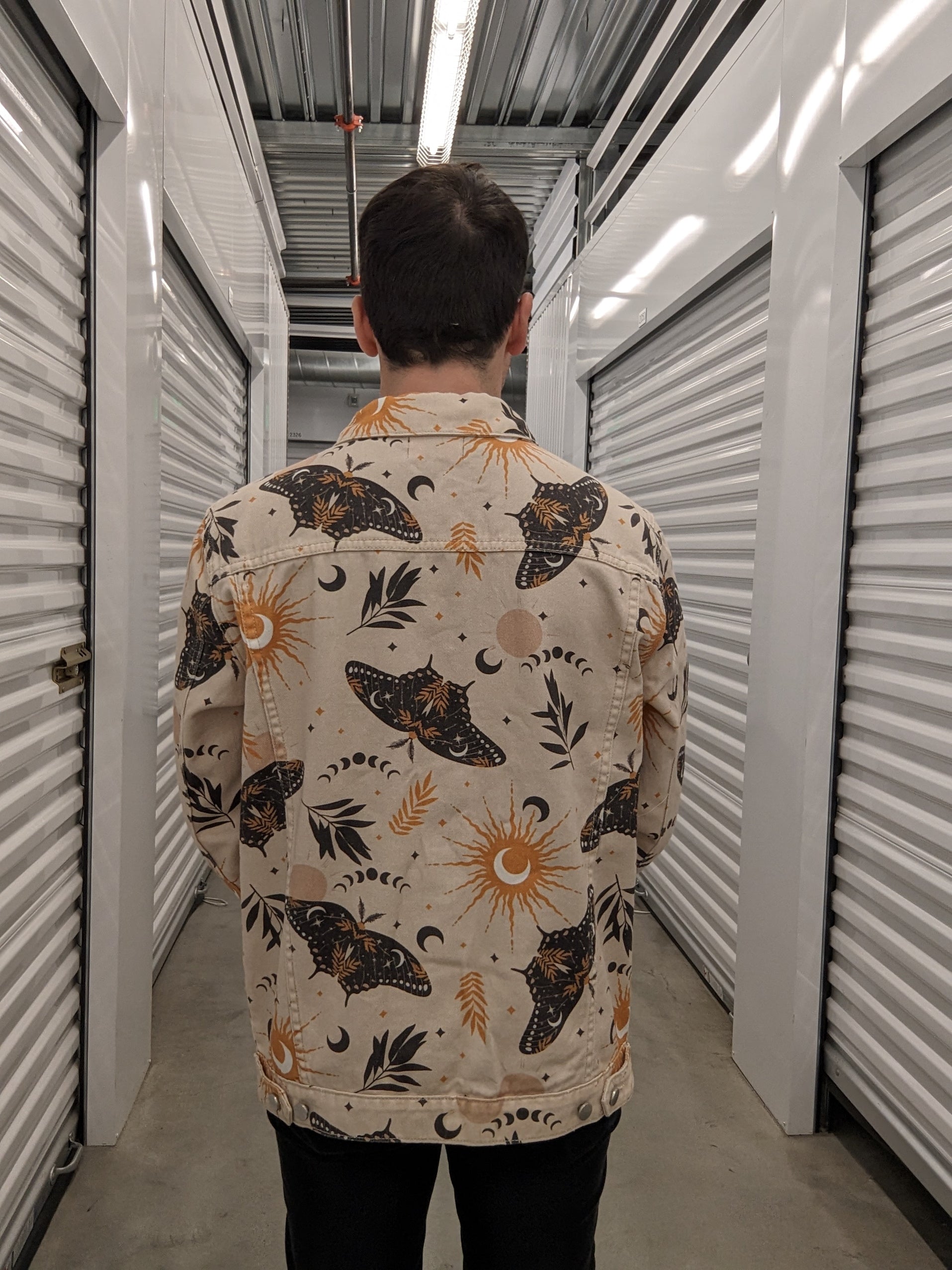 Celestial Moth Denim Jacket - Sleepy Peach