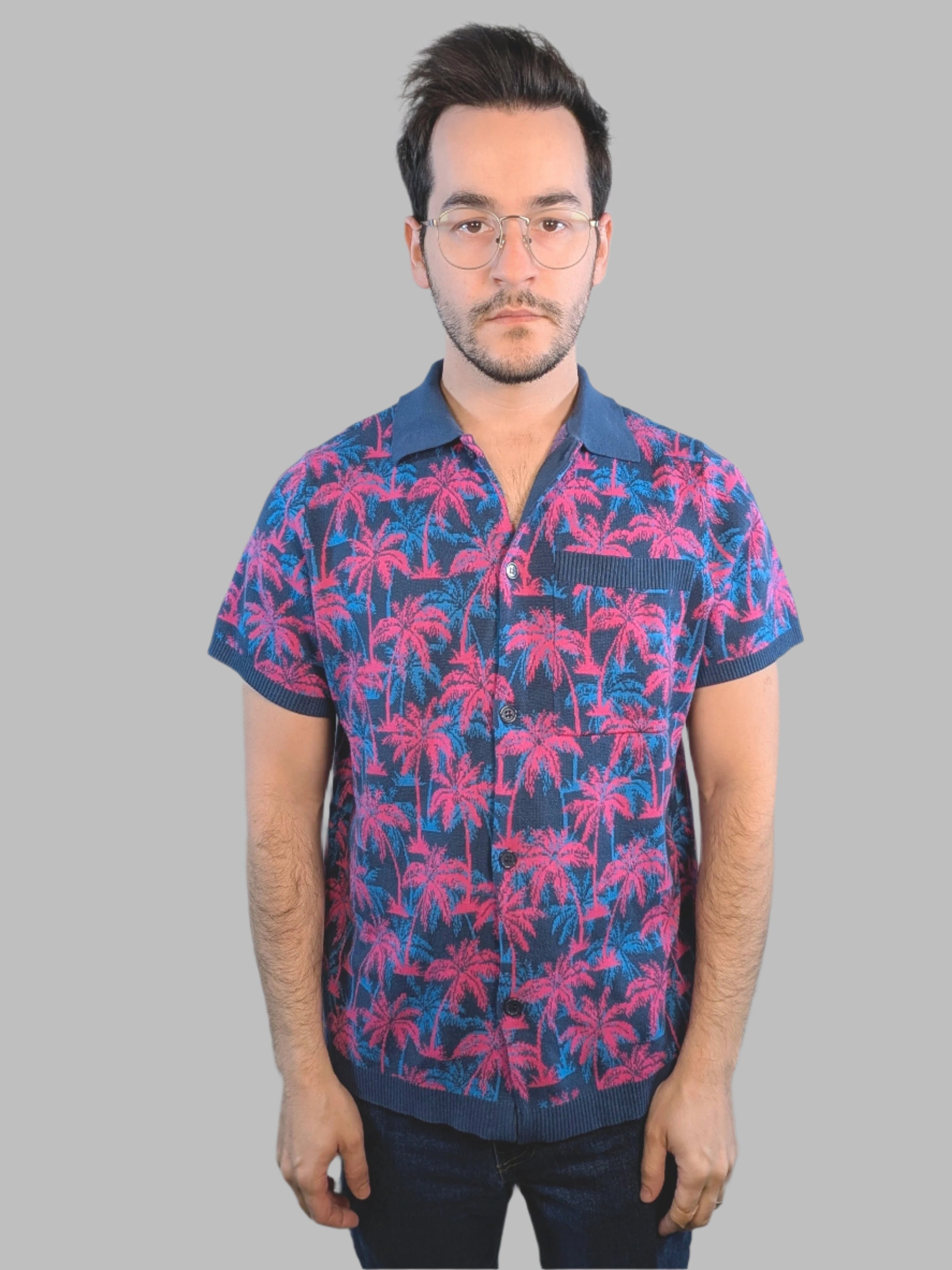 Vaporwave Sunset Button Up - Sleepy Peach