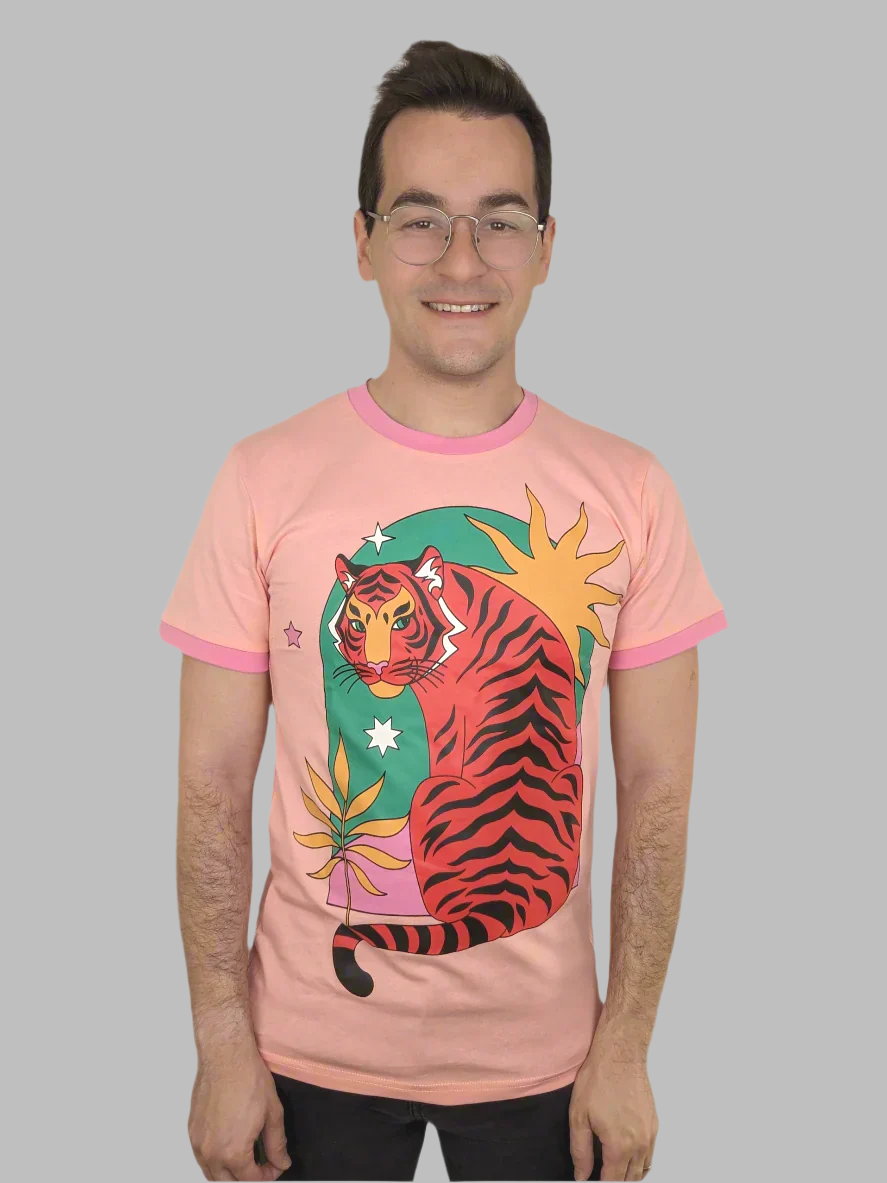 Pensive Tiger Shirt - Sleepy Peach