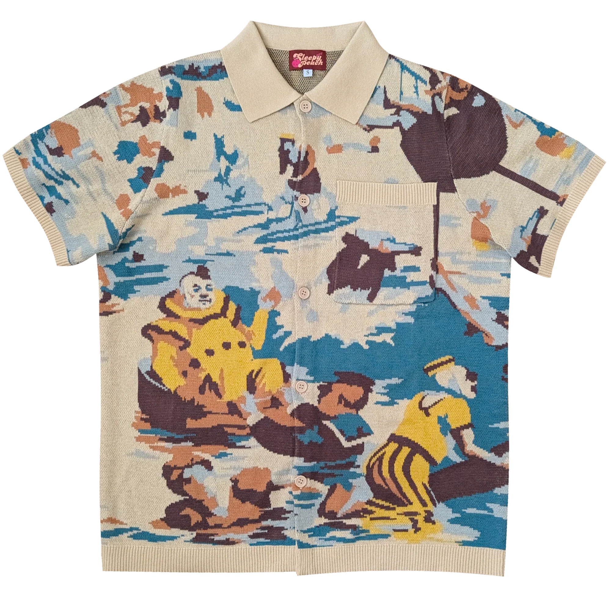 Bathing Clown Button Up - Sleepy Peach
