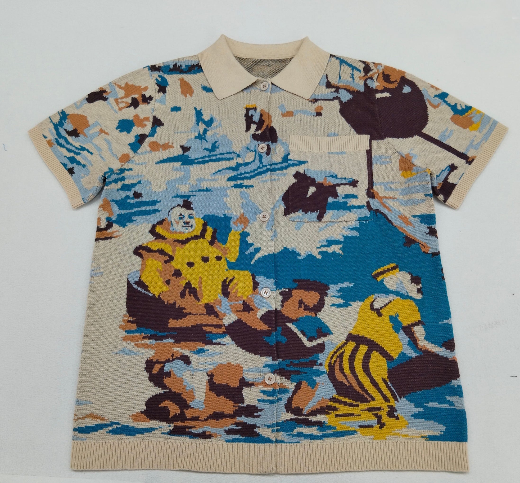 Bathing Clown Button Up - Sleepy Peach