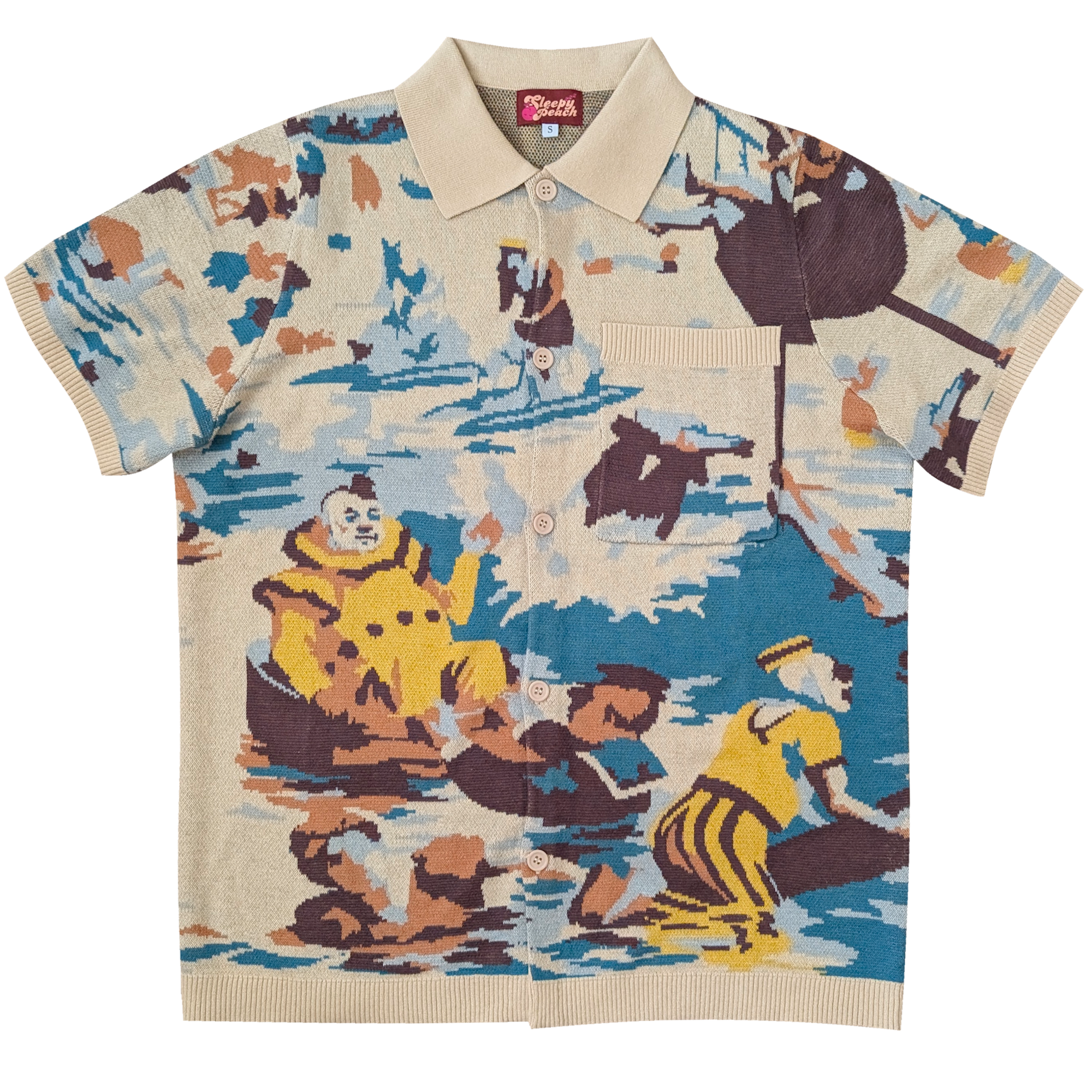 Bathing Clown Button Up - Sleepy Peach