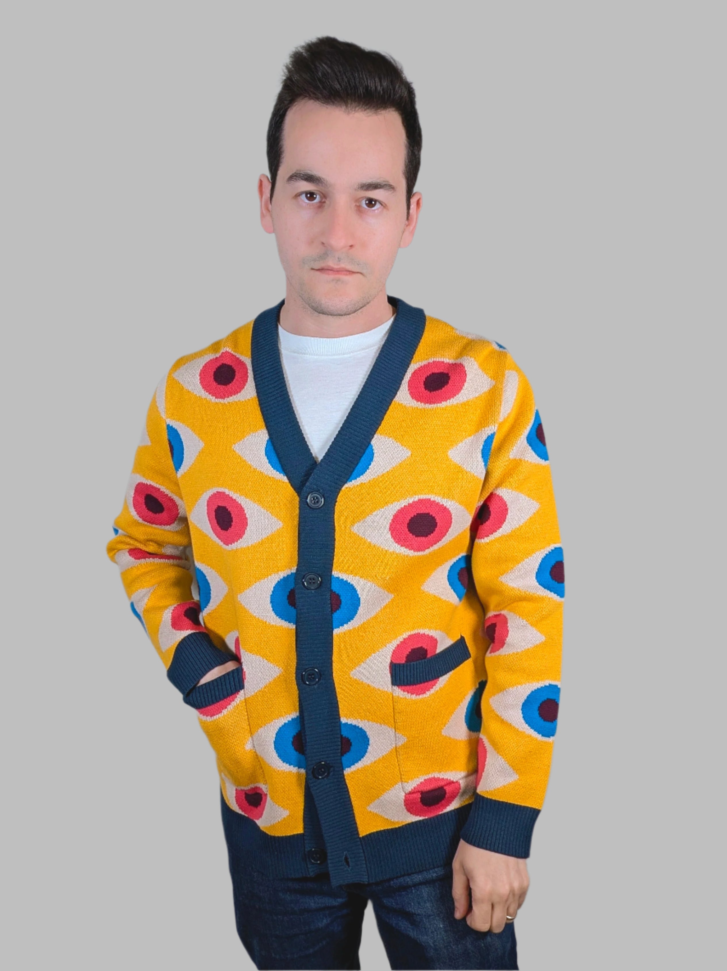 Bauhaus Eyeball Cardigan - Sleepy Peach