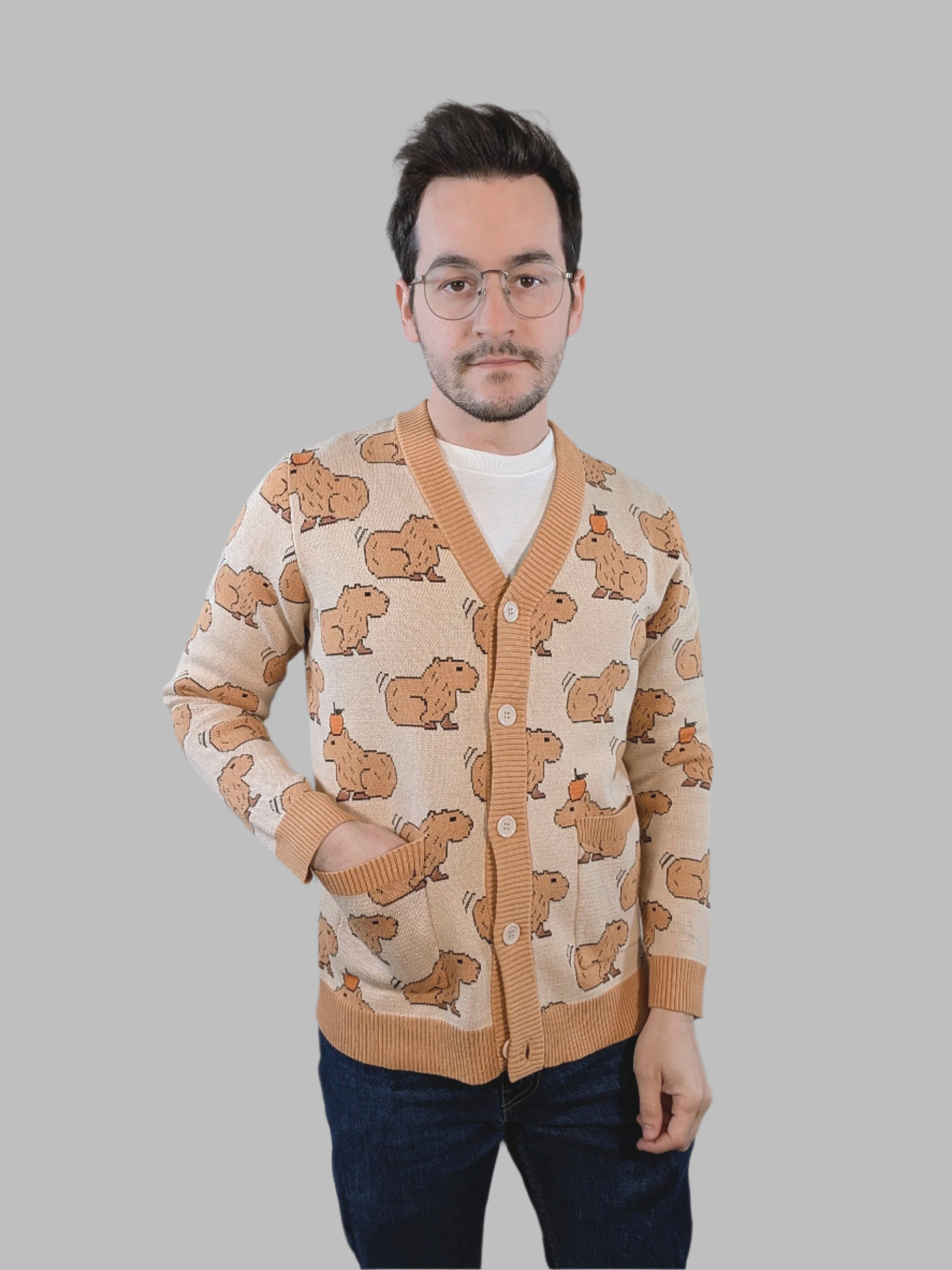 Capybara Cardigan - Sleepy Peach