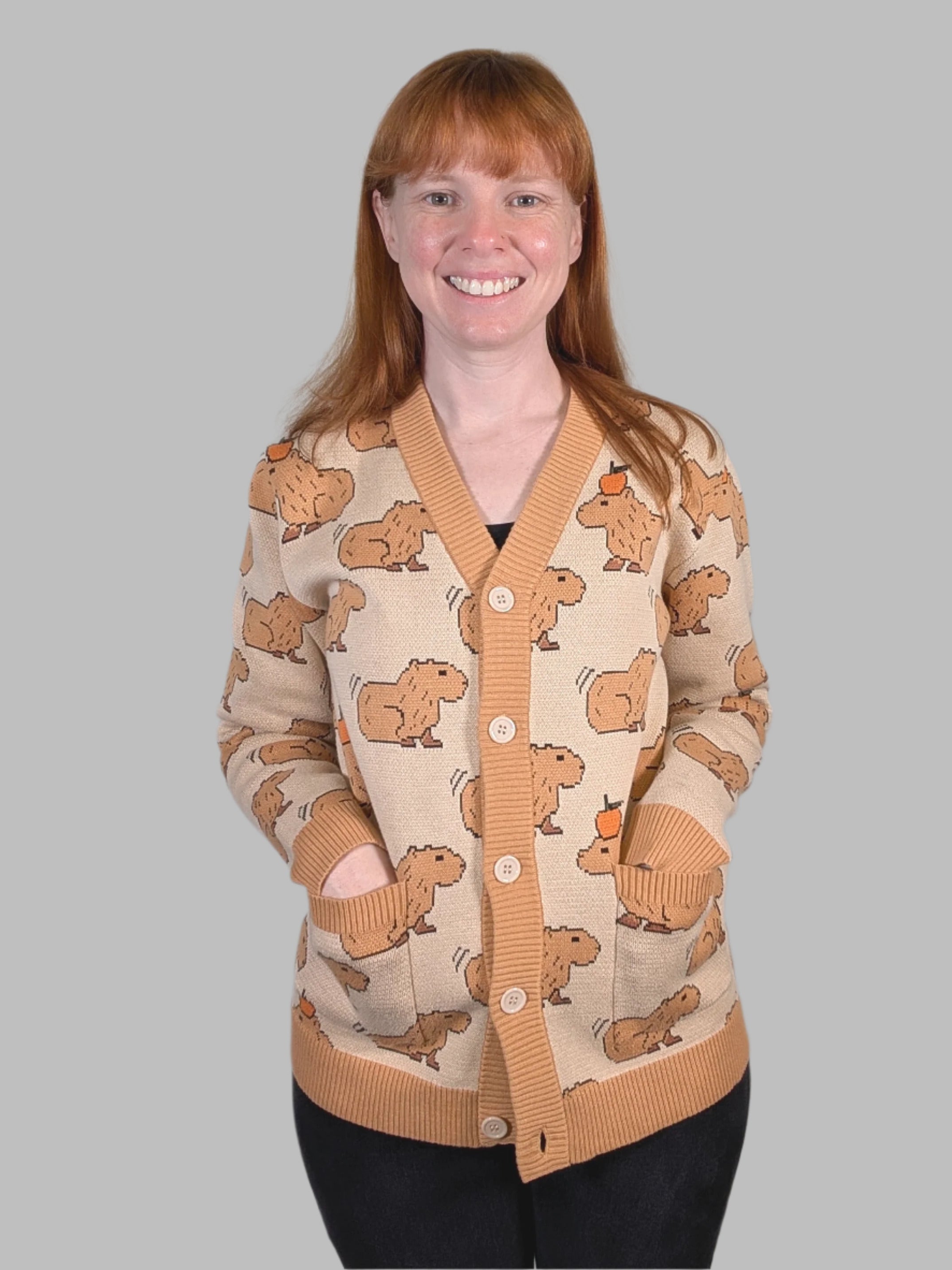 Capybara Cardigan - Sleepy Peach
