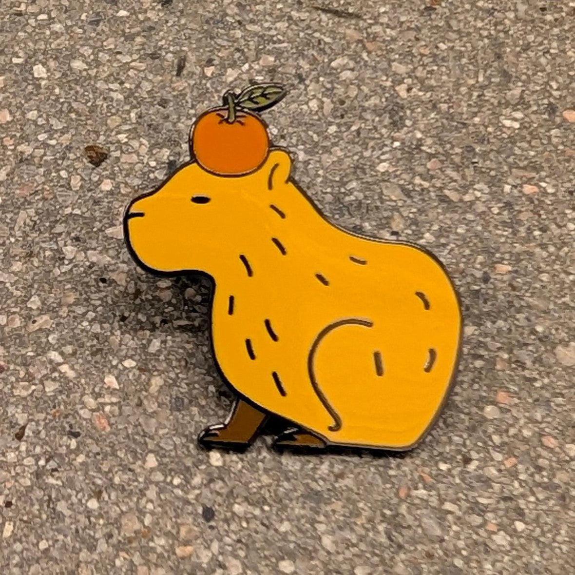 Capybara Enamel Pin - Sleepy Peach