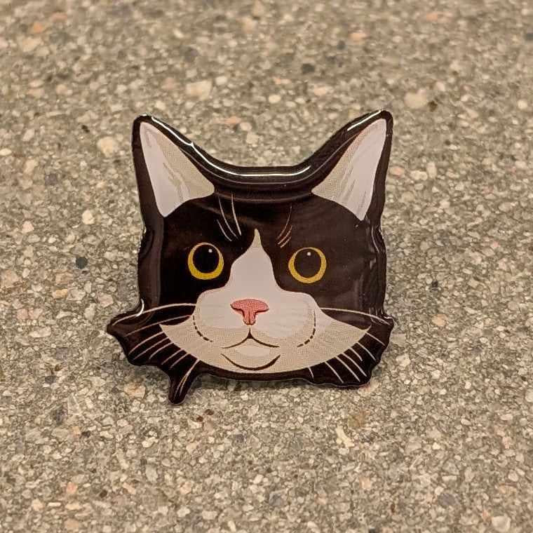Choose V* Tuxedo Cat Enamel Pin - Sleepy Peach
