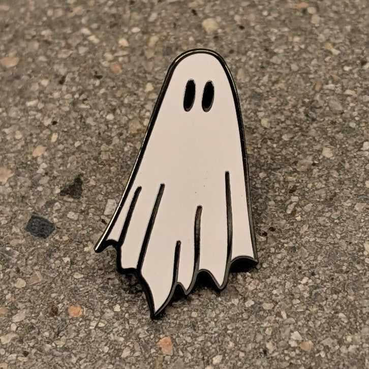 Pocket Ghost Enamel Pin - Sleepy Peach