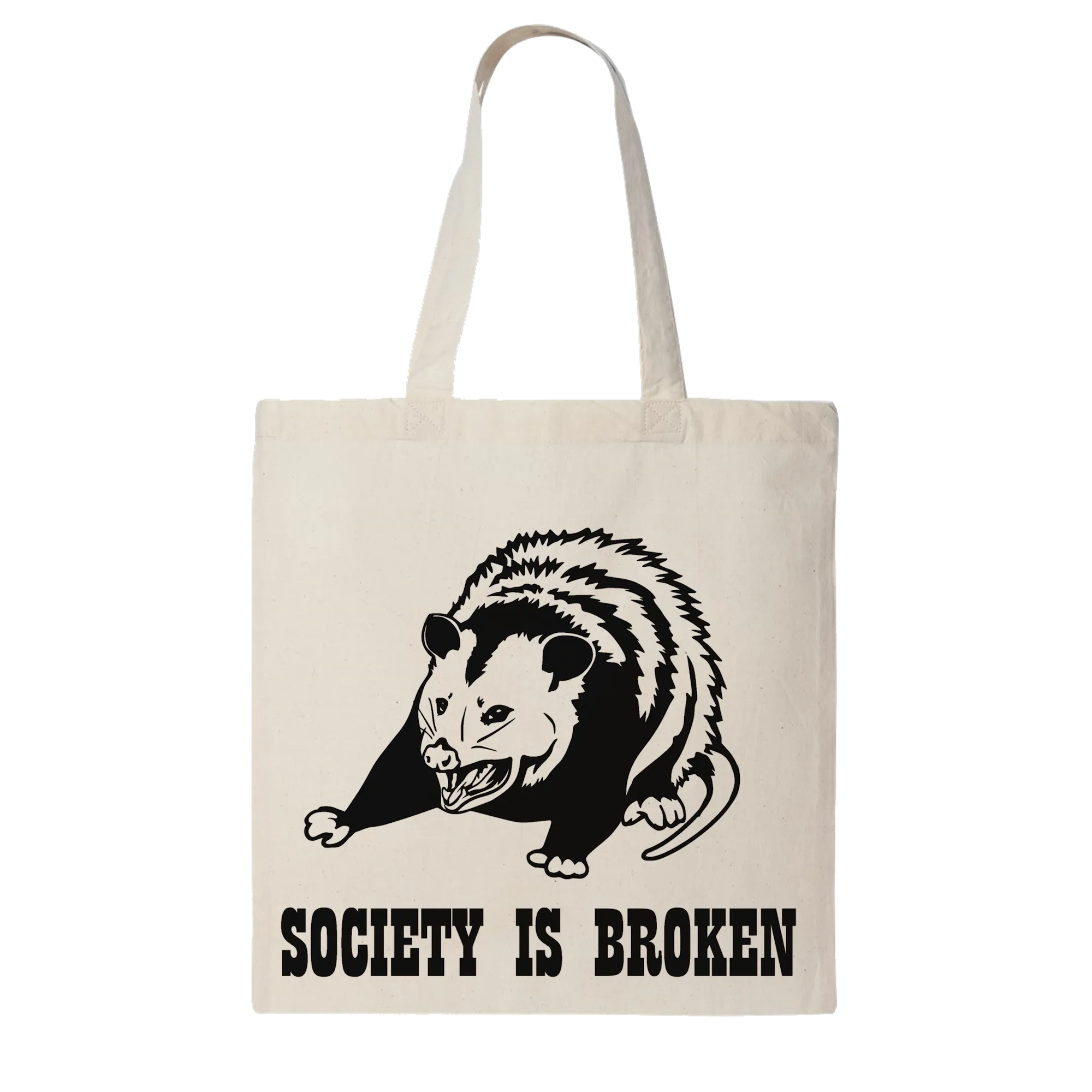 SOCIETY IS BROKEN Possum Tote Bag - Sleepy Peach