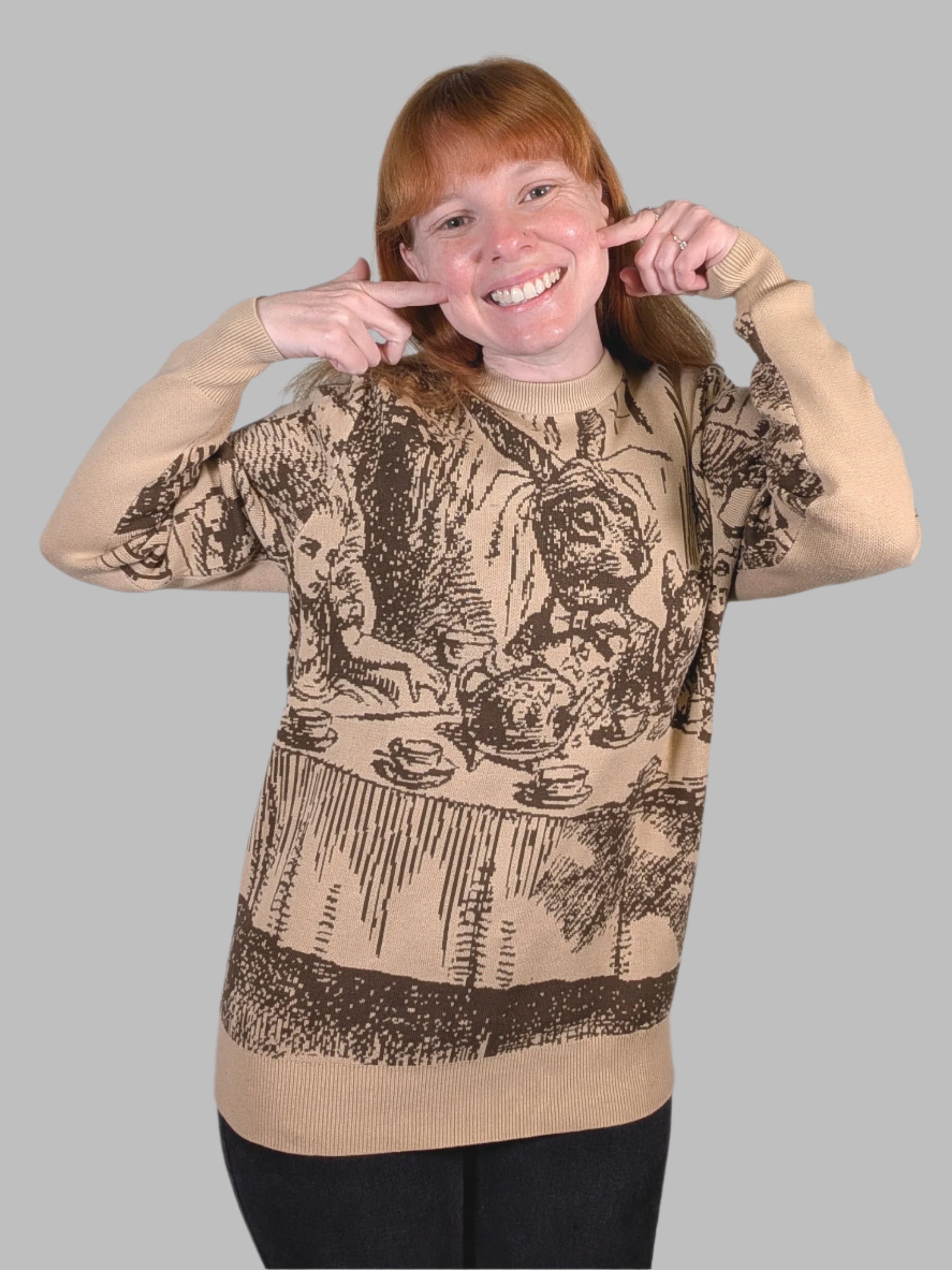 Mad Tea Party Sweater - Sleepy Peach
