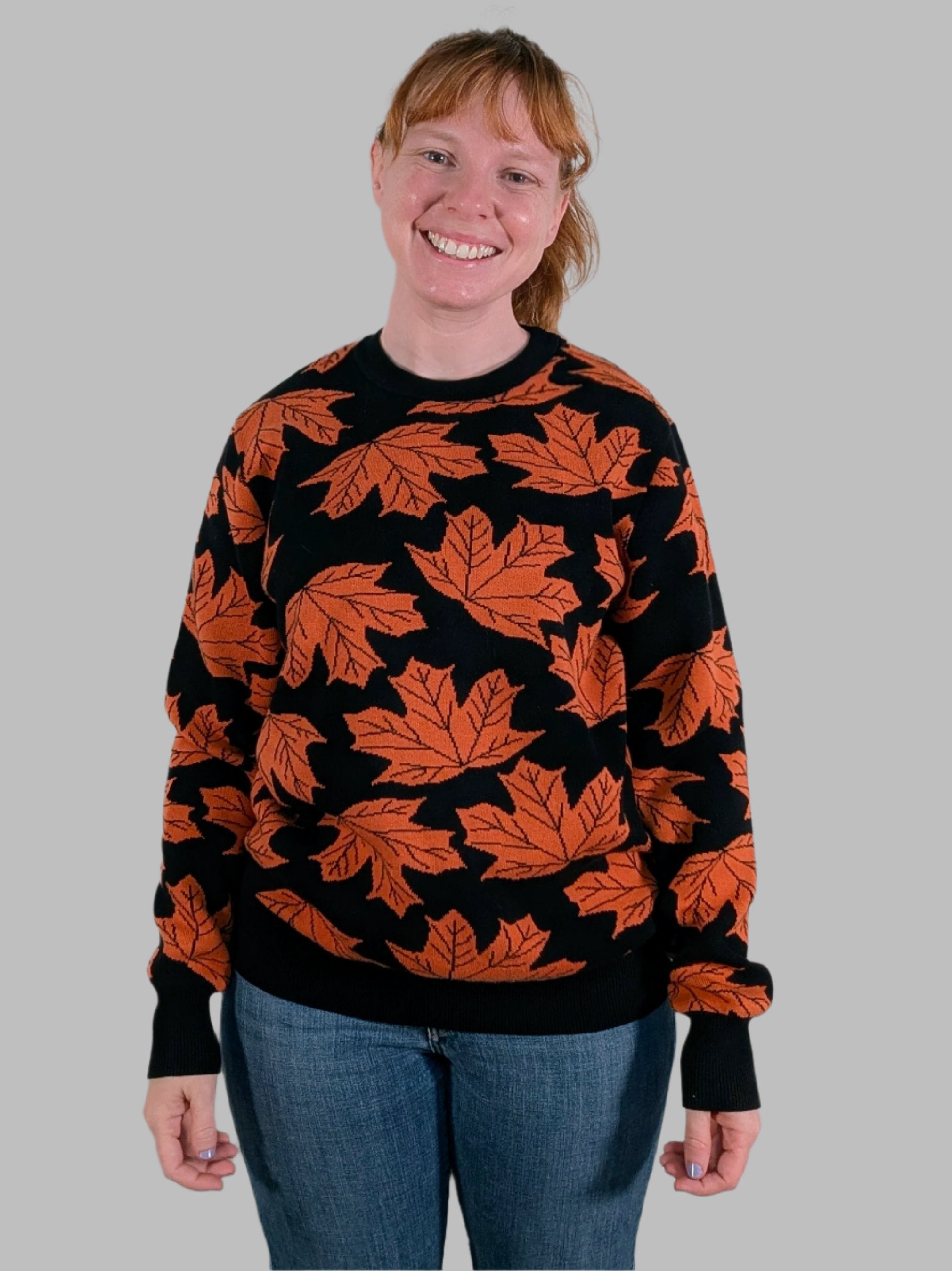 Reversible Maple Leaf Sweater - Sleepy Peach