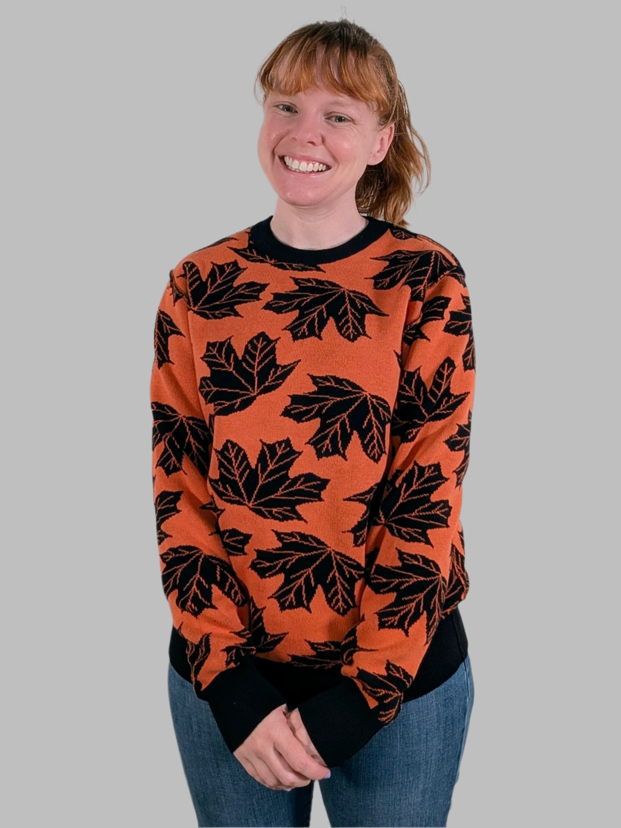 Reversible Maple Leaf Sweater - Sleepy Peach