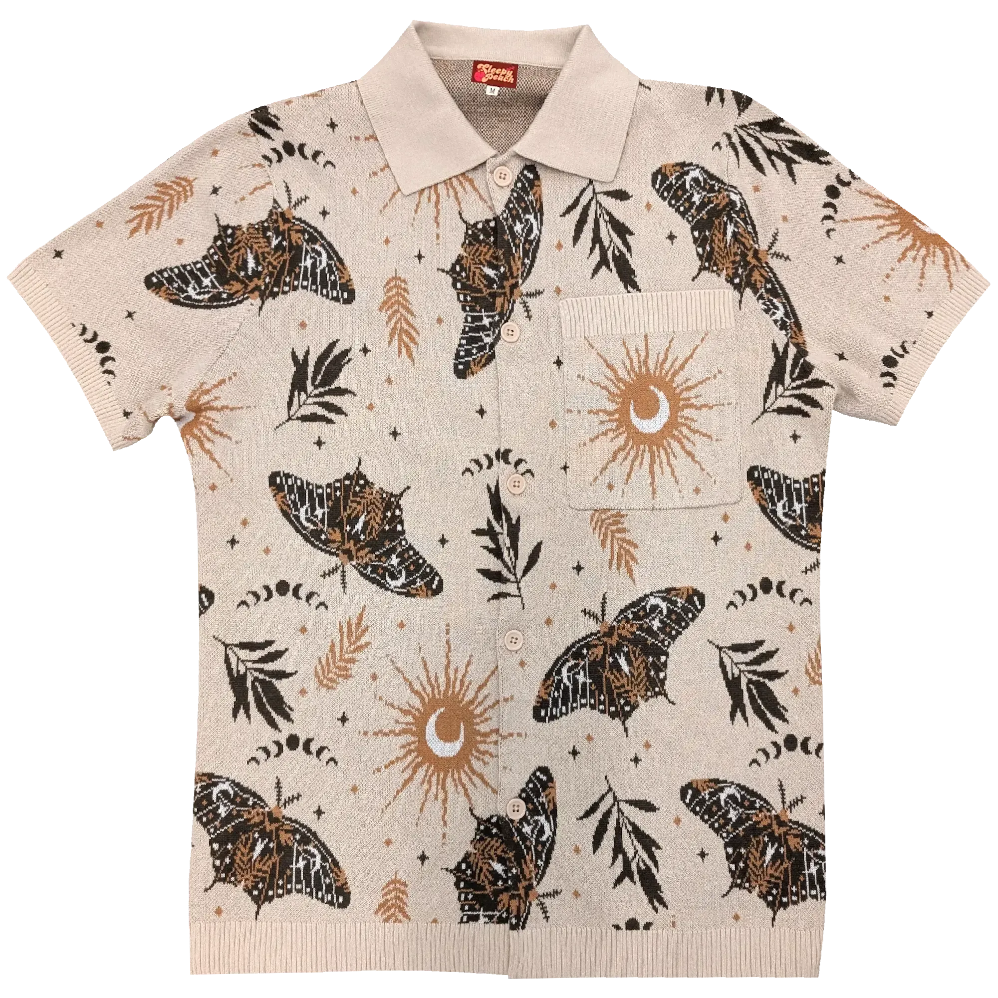Celestial Moth Button Up - Sleepy Peach